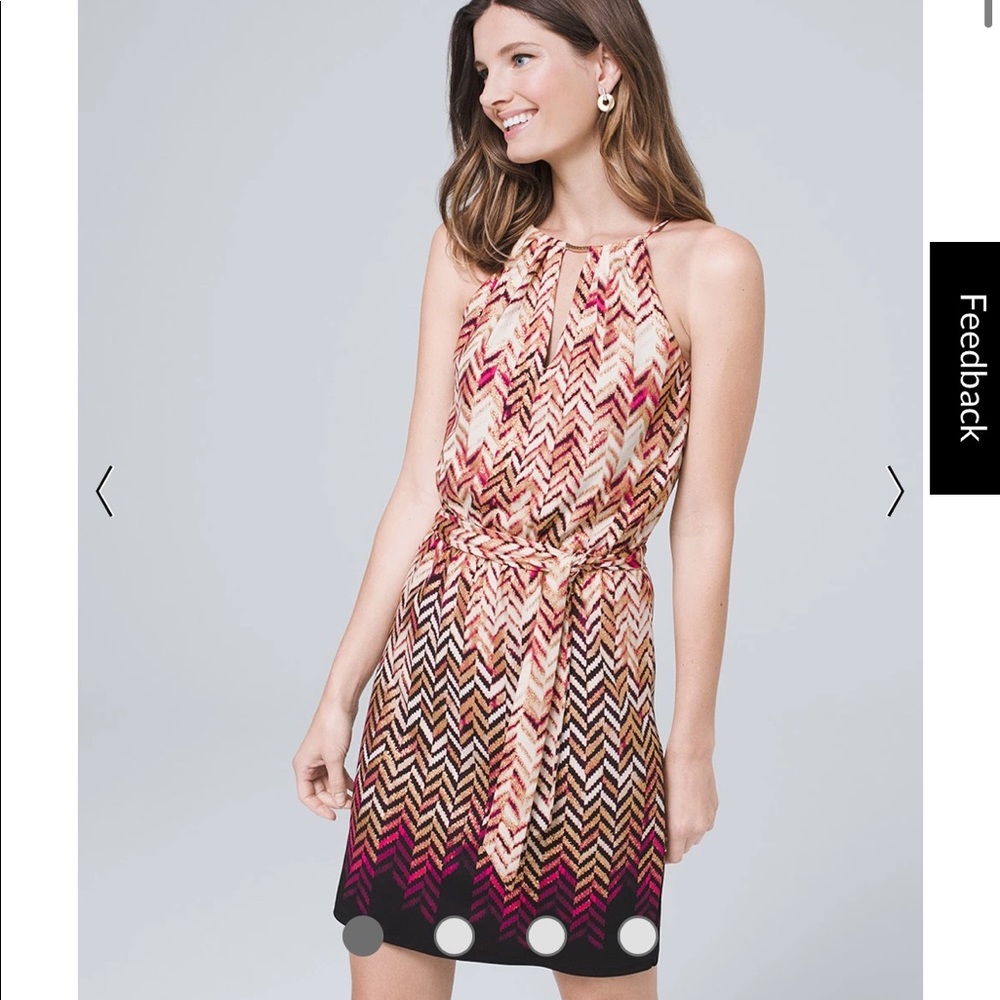 White House Black Market metallic-chevron dress